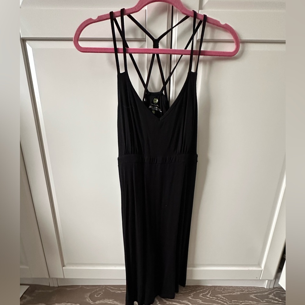 Dakini Black Strappy Back Dress Size Large Rayon Spandex